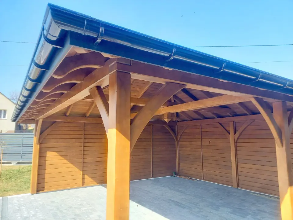 Wiata drewniana 6×6 dwustanowiskowa - Bochnia, realizacja WW Projekt
