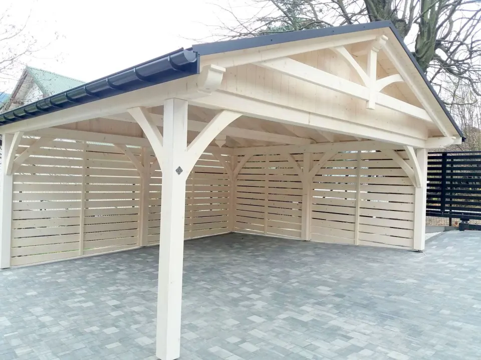 Wiata drewniana 5,5×6 na 2 samochody, wersja Premium, zdjęcie 4 z 11