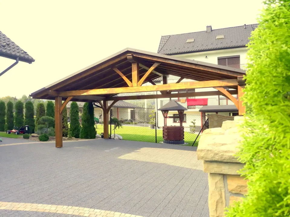 Wiata drewniana 4×7 na słupach 20×20 cm, zdjęcie 3 z 7