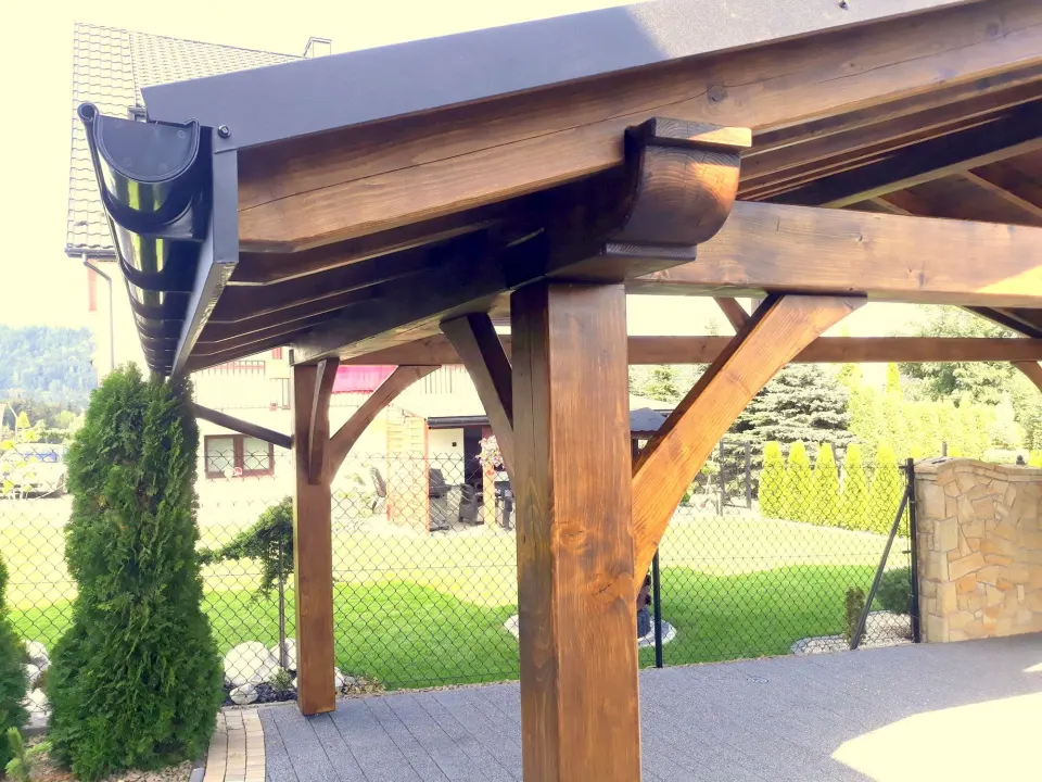 Wiata drewniana 4×7 na słupach 20×20 cm, zdjęcie 4 z 7