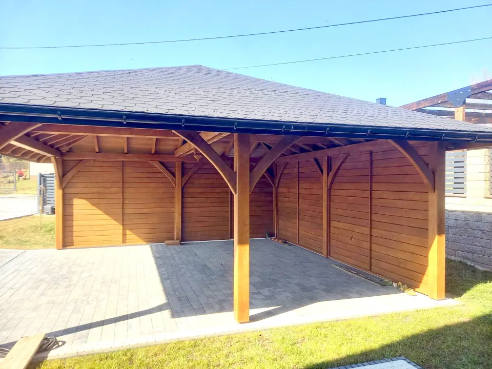Wiata drewniana 6×6 dwustanowiskowa - Bochnia, zdjęcie 7 z 10