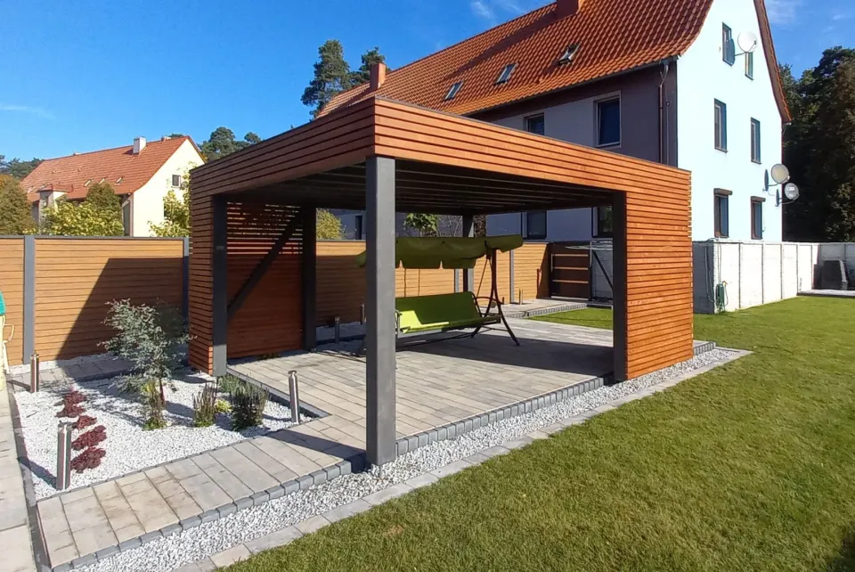 Wiata drewniana 4,5×5, nowoczesna - Gliwice
