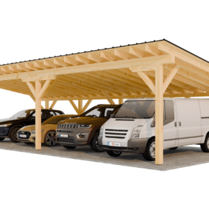 Projekt wiaty samochodowej fotowoltaicznej 5m x 12m z drewna