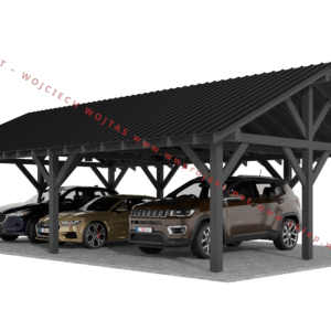 Projekt wiaty samochodowej drewnianej 6m x 10m