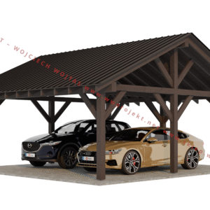 Projekt wiaty samochodowej drewnianej 6m x 6m