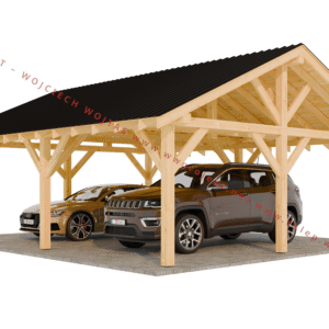 Projekt wiaty samochodowej drewnianej 6m x 8m